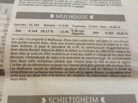 La formidable victoire de Jean Rottner et de Jean-Marie Bockel - 6 548 OUI soit 11,95% des votants à #Mulhouse #CUA #CTA IMG_0971