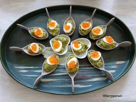 Bouchées oeuf de cailles mollet au guacamole / Soft-boiled quail eggs and guacamole appetizers