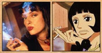 Les célébrités qui ont inspiré certains personnages du manga One Piece Uma Thurman (actrice dans Pulp Fiction) – Shakky