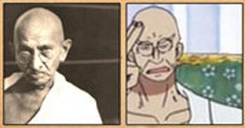 Les célébrités qui ont inspiré certains personnages du manga One Piece Gandhi (dirigeant politique/guide spirituel de l'Inde) – Le Gorosei