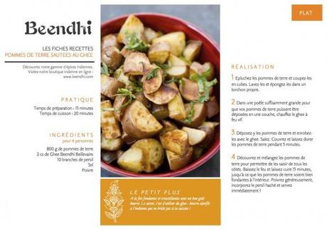 Fiche Recette “Pommes de Terre Sautées au Ghee” Pommes de Terres Sautées au Ghee_Fiche Recette Beendhi