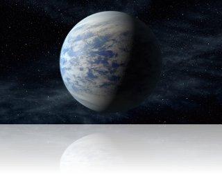 Image d'artiste de l'exoplanète Kepler 69c, avec une taille 70% plus grande que notre Terre. Crédit image : NASA Ames / JPL-Caltech