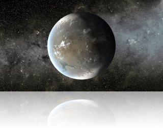 Image d'artiste de l'exoplanète Kepler 62f, avec une taille 40% plus grande que notre Terre. Crédit image : NASA Ames / JPL-Caltech