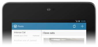 Mise à jour importante de l’application WordPress pour Blackberry 10 et Android wordpress-for-android-version-2-3-action-bar-on-nexus-7