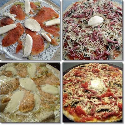Pizza saumon fumé & crème à l'aneth et Pizza champignons & lardons