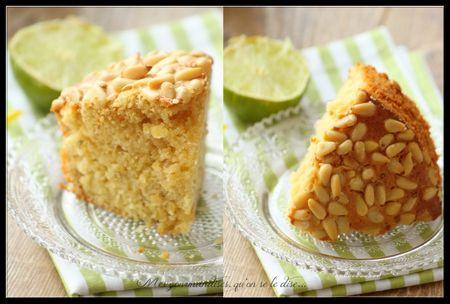 Gâteau aux saveurs méditerrannéennes (huile d'olive, citron vert et pignons de pin). photo pignons pins2