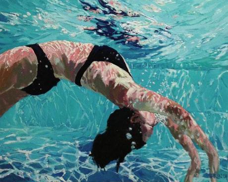 Paintings of swimmers by Samantha French