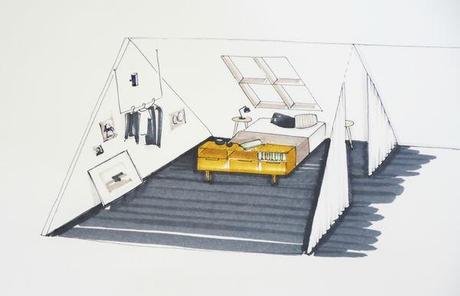 Aménagement d'une chambre sous les combles croquis chambre2