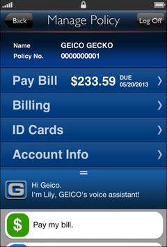 App Geico sur iPhone