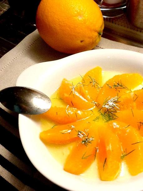 orange 3 Orange à l’huile d’argan, fleur d’oranger et aneth.