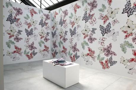 Parastou Forouhar, The Time of the Butterfles, 2013, Wallpaper. View of the exhibition The Fold, photo's Courtesy CAB