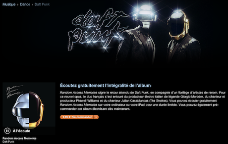 Daft Punk : l’album Random Access Memory en écoute sur iTunes !