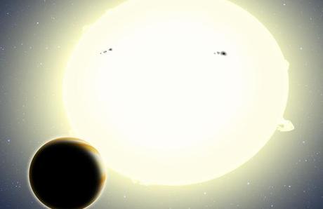 Image d'artiste de la nouvelle exoplanète Kepler-76b et de son étoile
