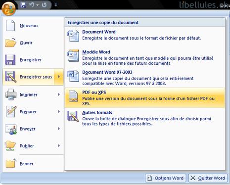 SaveAsPDFandXPS Publier format partir Office 2007