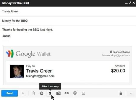 Google Wallet, un service qui permet d'envoyer et de recevoir de l'argent par email...