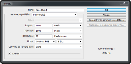 Nouveau document Photoshop