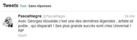 La bourde de Pascal Nègre sur Twitter pour la mort de Moustaki : Universalement impitoyable