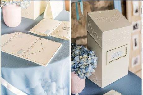 décoration de mariage bleu pastel theme-boite-lettre-mariage