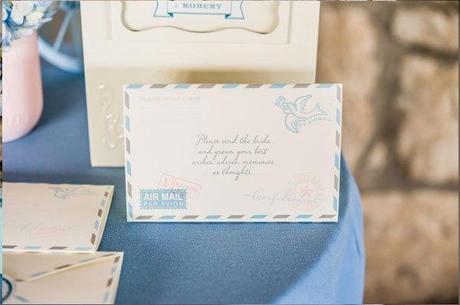 décoration de mariage bleu pastel carte-postale-personnalisee