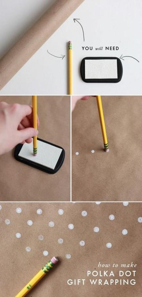 Guide d’emballage de cadeaux parfaits (à moins de 5$ youuhoouuu) polka dots paper wrapping