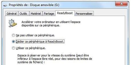 Utiliser readyboost pour obtenir plus de mémoire vive readyboost