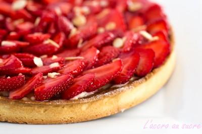 Tarte aux fraises crème amandes et crème pâtissière vanillée Tarte aux fraises crème d'amandes et crème pâtissière vanillée