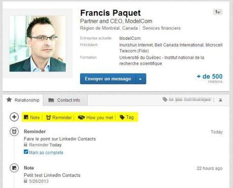 LINKEDIN CONTACTS: OPTIMISEZ VOS RELATIONS AVEC VOS CONTACTS Linkedin contacts profil