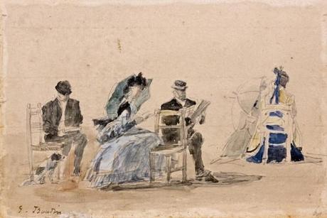 Eugène Boudin au musée Jacquemart-André (Paris 8) 07._lecture_sur_la_plage_-_collection_particuliere