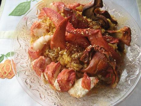 Risotto au  homard  et champignons  crabes (lobster mushroms)