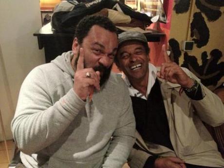 Dieudonné et Yannick Noah, hier, 21 mars 2013, au théâtre de la Main d'or 