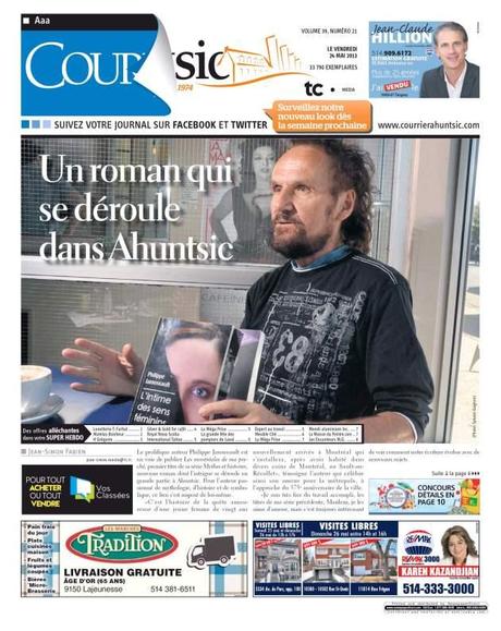 L’auteur Philippe Jaroussault fait la Une du Courrier Ahuntsic Cliquez sur l'image pour télécharger l'article de presse au format PDF