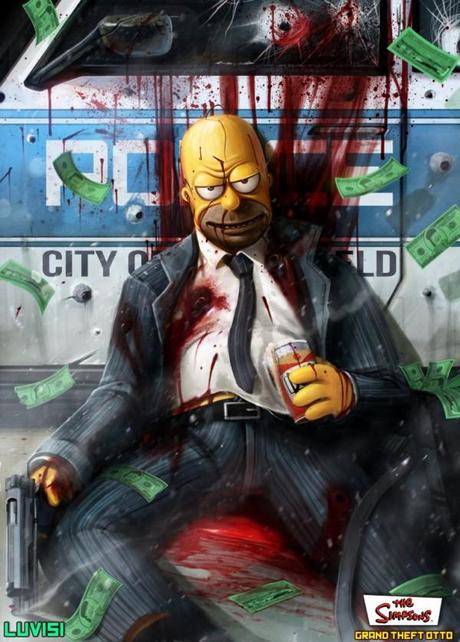 Illustration : mashup Simpson et GTA