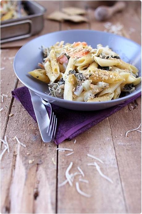 Gratin de pâtes aux blettes et au saumon fumé Gratin de pâtes aux blettes et au saumon fumé