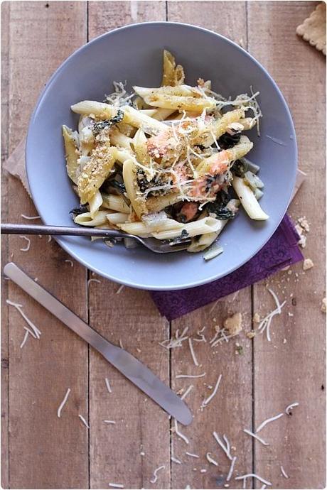 Gratin de pâtes aux blettes et au saumon fumé Gratin de pâtes aux blettes et au saumon fumé