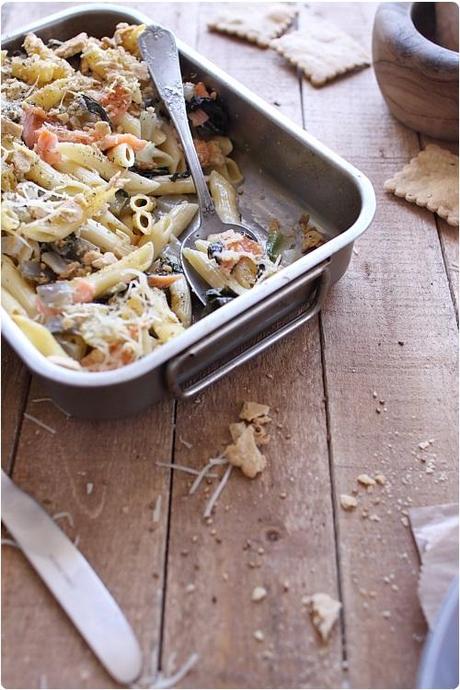 Gratin de pâtes aux blettes et au saumon fumé Gratin de pâtes aux blettes et au saumon fumé