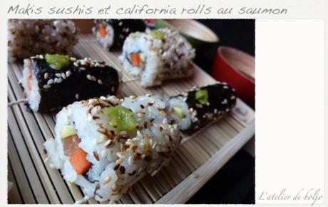 Makis sushis et california rolls au saumon