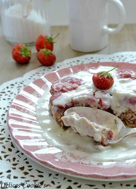 gateau renversé IG bas visitandine fraises crème anglaise
