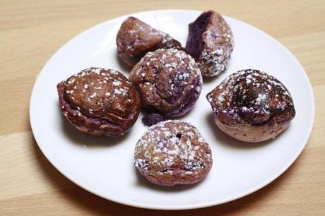 Fried sweet potato purple - Purple sweet potato abelskievers - Khand unniappam Fried sweet potato purple - Purple sweet potato abelskievers - Khand unniappam