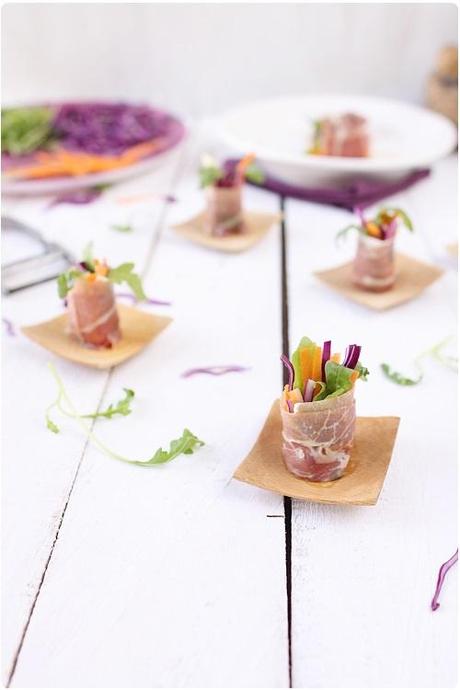 Rouleaux de jambon cru et crudités Rouleaux de jambon cru et crudités