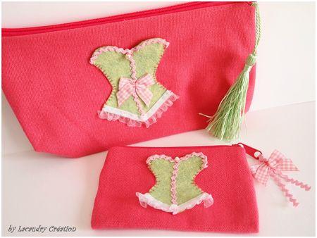 1 trousse 2 trousses 3 trousses ensemble trousses rose et corset vert lacaudry creation