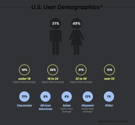Extrait d'une infographie représentant la démographie des utilisateurs de Tumblr Extrait d'une infographie représentant la démographie des utilisateurs de Tumblr