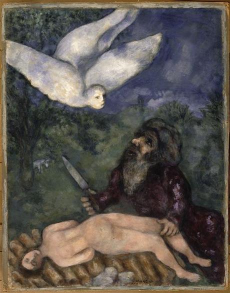 Chagall entre guerre et paix, au Musée du Luxembourg (Paris 6) abraham-is-going-to-sacrifice-his-son-1931