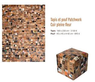 Un tapis et un pouf réalisés à partir d’étiquettes de marques de jeans recyclées Pièce jointe