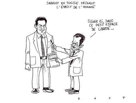 Sarkozy en Tunisie promeut l'interet étroit de l'homme