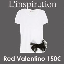 T-shirt blanc à noeud noir Red Valentino