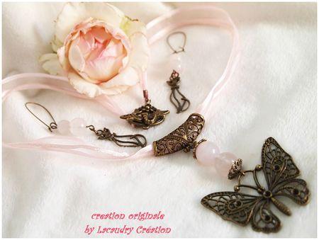 Mon défi ALM du mois d'aout LE CHAT ET LE PAPILLON rose chat et papillon parure défi alm aout 2013