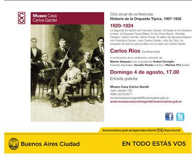L'histoire de l'orchestre typique continue dimanche, au Museo Casa Carlos Gardel [à l'affiche]