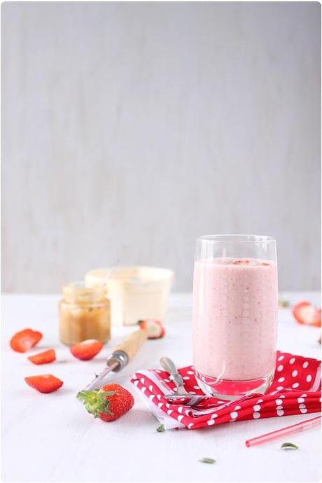 Milk shake de fraises à la confiture de lait