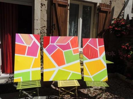 DSCN3789 Tryptique - Côte de Beaune 50 + 80 + 50 = 180 cm x 100 cm - Acrytlique sur toile