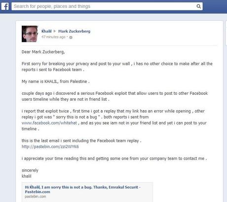 msg to mark ceo facebook Un hacker Palestinien a pirater le compte de Mark Zuckerberg